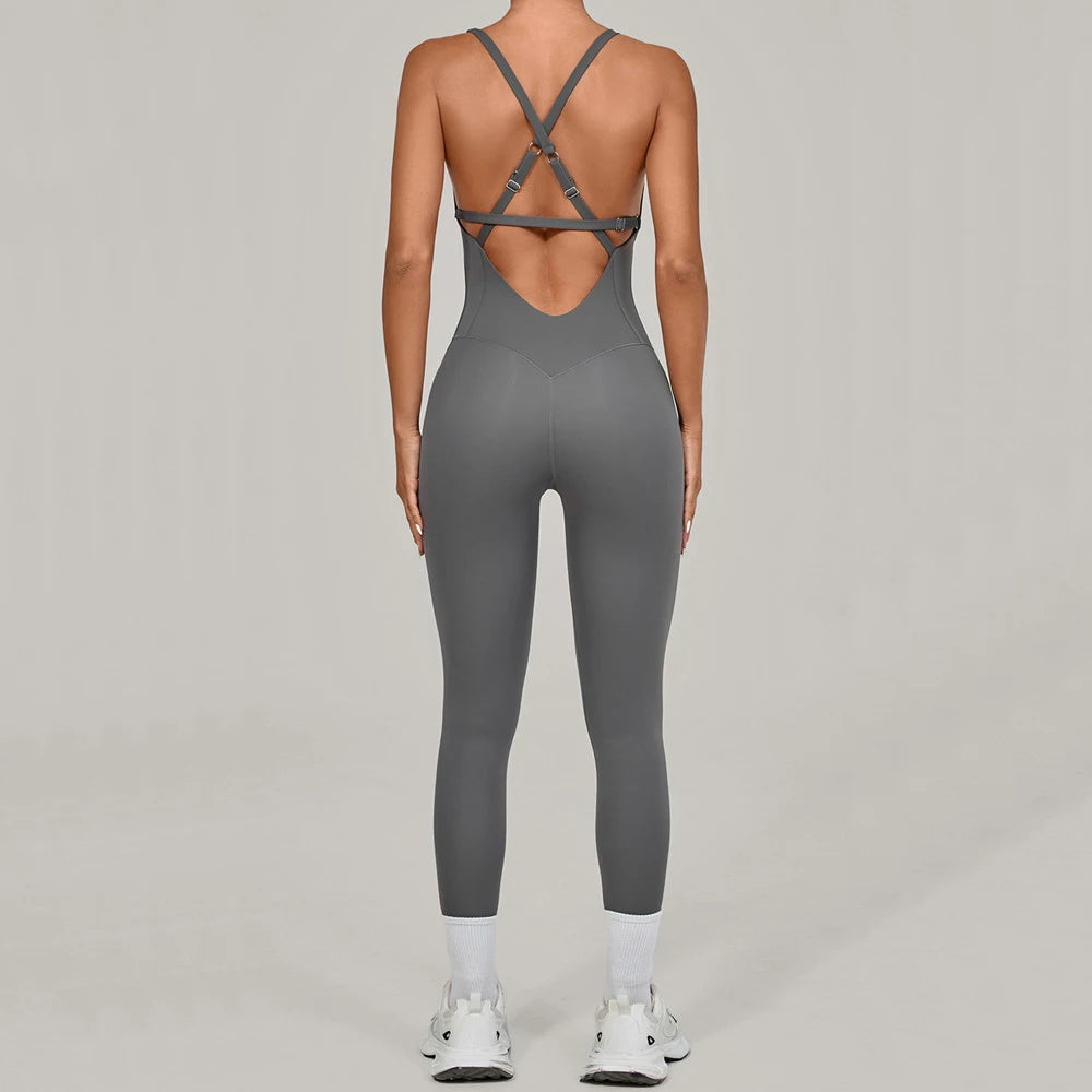 Adjustable Women's Fitness Bodysuit Corset Yoga Set with Push-Up Support - One-Piece Jumpsuit for Active Wear XP274