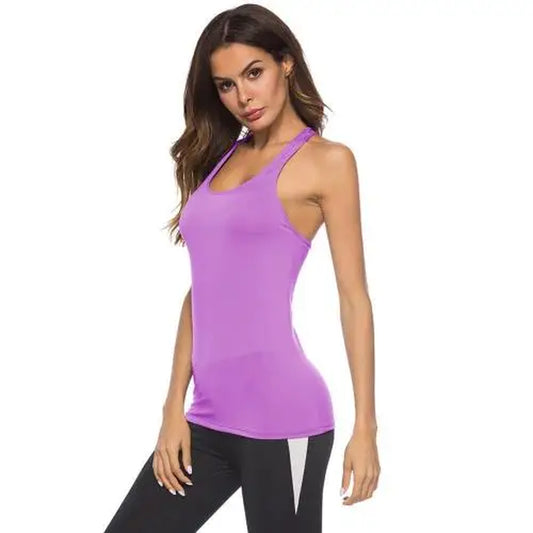 Women's Racerback U-Neck Sleeveless Stretch Running Vest - Moisture-Wicking Activewear Tank Top for Gym and Training