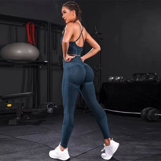 Women's Seamless Yoga Set - 2 Piece High Waist Leggings and Sportswear for Fitness and Gym Activities